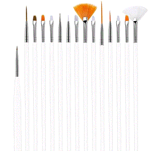 NS151 White 15 Piece Nail Art Brush Set