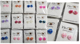 A144 Assorted Color Iridescent Flower Earring Assortment Pack of 12