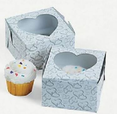 FS252 White Silver Hearts Treat Boxes Pack of 12
