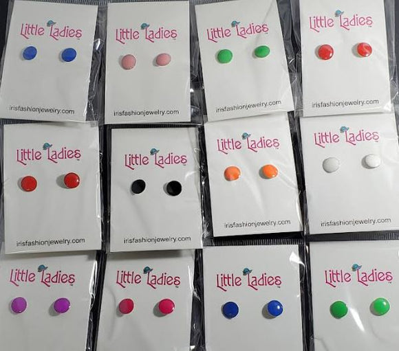 A54 Little Ladies Multi Color Circle Earring Assortment Pack of 12