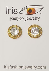 E1602 Gold Gemstone Rhinestone Earrings