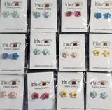 A150 Assorted Color Flower Earring Assortment Pack of 12