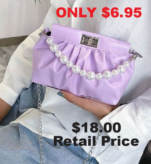 PB13 Lavender Pearl Accent Shoulder Bag