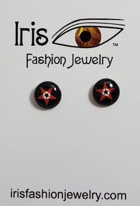 AZ1606 Black Red Star Earrings