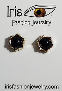AZ954 Rose Gold Black Earrings