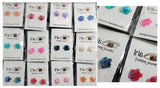 A148 Assorted Color Iridescent Flower Earring Assortment Pack of 12