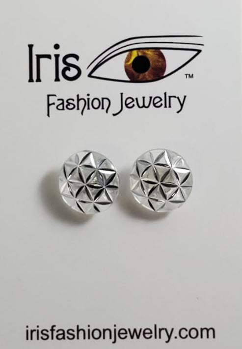 E403 Silver Decorated Earrings