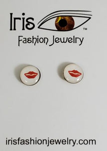 AZ745 White Red Lips Earrings