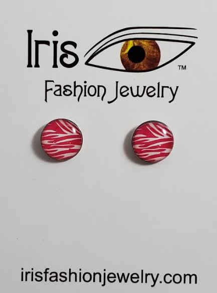 AZ327 Hot Pink Zebra Design Earrings