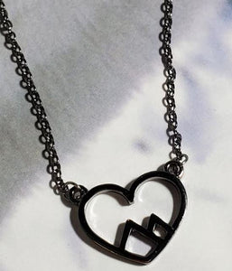 6PK-AZ114 Gun Metal Heart Mountain Necklace with FREE EARRINGS