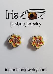AZ211 Orange & Yellow Flower Earrings