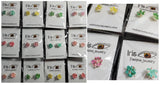 A159 Assorted Color Decorated Flower Earring Assortment Pack of 12