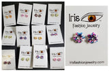 A50 Colorful Gem Center Flower Earring Assortment Pack of 12
