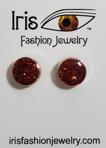 E761 Red Glitter Earrings