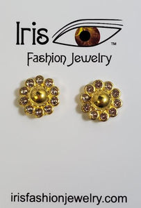 +AZ214 Gold Rhinestone Sunburst Earrings