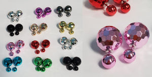 BD28 Disco Ball Style Double Ball Earring Assortment 12 Pairs