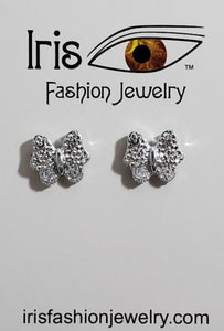 AZ1559 Silver Gem Decorated Butterfly Earrings