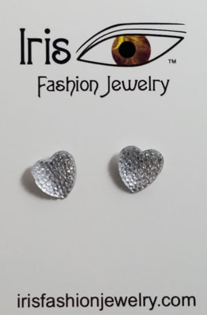 E500 Silver Textured Heart Earrings