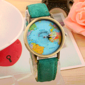 W107 Green Band Globe Collection Quartz Watch