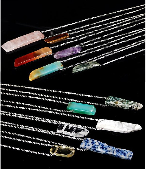 BD04 Assortment of 12 Silver Color Natural Stone Necklaces with Free Earrings