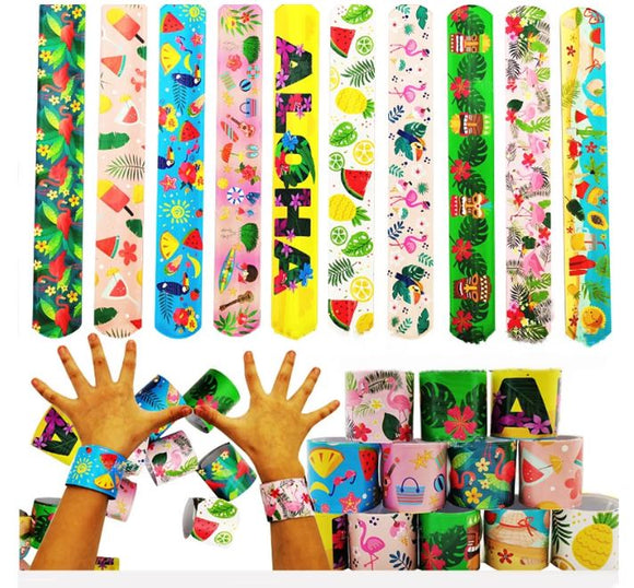 A110 Luau Slap Bracelets Assorted Pack of 10