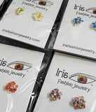 A108 Assorted Color Gem Flower Earring Assortment Pack of 12
