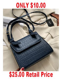 PB61 Navy Blue Crocodile Design Shoulder Bag