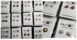 A163 Assorted Color Flower Earring Assortment Pack of 12
