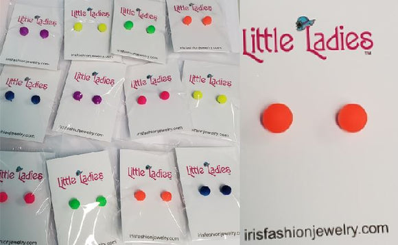 A92 Little Ladies Florescent Balls Earring Assortment Pack of 12