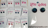 +A80 Little Ladies Iridescent Textured Ball Earring Assortment Pack of 12