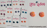 +A75 Little Ladies Iridescent Circle Gem Earring Assortment Pack of 12