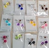 BD24 Textured Clear Colored Inside Double Ball Earring Assortment 12 Pairs
