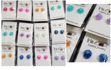 A104 Assorted Color Iridescent Flower Earring Assortment Pack of 12