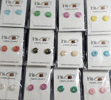 A141 Assorted Color Glitter Filled Gem Earring Assortment Pack of 12