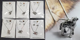 BD03 6 Pack Silver Howling Wolf Necklace with FREE EARRINGS