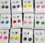 A136 Assorted Color Pearlized Rose Earring Assortment Pack of 12