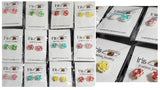 A154 Assorted Color Decorated Rose Earring Assortment Pack of 12