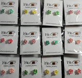 A159 Assorted Color Decorated Flower Earring Assortment Pack of 12