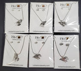 BD03 6 Pack Silver Howling Wolf Necklace with FREE EARRINGS