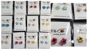 A150 Assorted Color Flower Earring Assortment Pack of 12