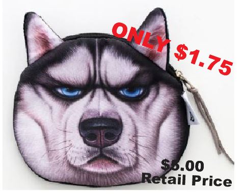 G94 Cute Black & White Puppy Dog Zipper Bag