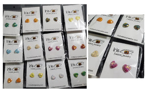 A109 Assorted Color Heart Confetti Filled Earring Assortment Pack of 12