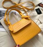 PB25 Golden Yellow Crocodile Design Shoulder Bag