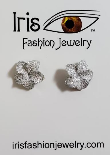 AZ1575 Silver Glitter Flower Earrings