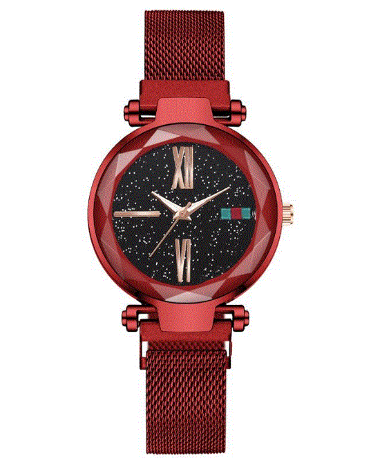 W412 Red Midnight Mesh Roman Numeral Collection Quartz Watch