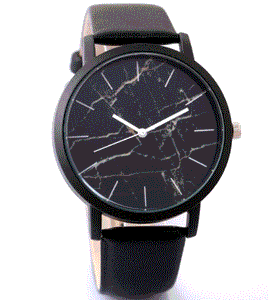 W428 Black Band Black Crackle Collection Quartz Watch