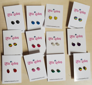 A47 Little Ladies Cute Smile Face Earring Assortment Pack of 12