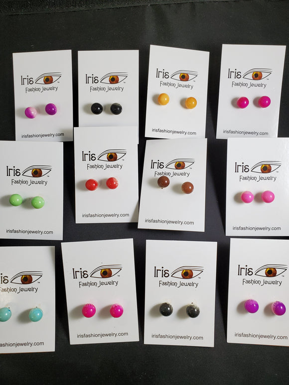 A48 Two Tone Colorful Ball Earring Assortment Pack of 12