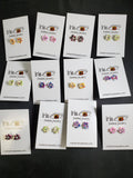 A50 Colorful Gem Center Flower Earring Assortment Pack of 12