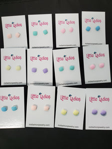 A57 Little Ladies Pastel Squares Earring Assortment Pack of 12